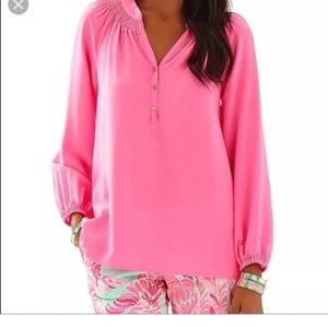 Lilly Pulitzer elaa top 💯% silk pink